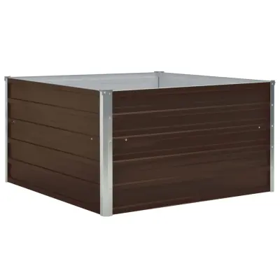 Dvignjeno cvetlično korito - Lonček za rože 100x100x45 cm pocinkano jeklo rjavo