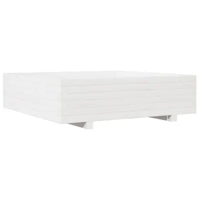 Vrtno cvetlično korito - Lonček za rože belo 90x90x26,5 cm trdna borovina