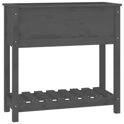 Cvetlični Lonec - Visoka greda s polico siva 82,5x34,5x81 cm trdna borovina