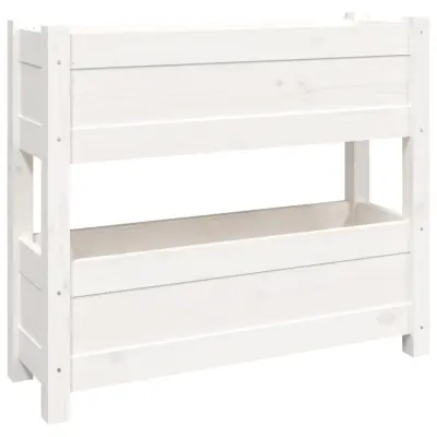 Cvetlični Lonec - Visoka greda bela 77x25x66 cm trdna borovina