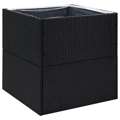 Vrtno cvetlično korito - Lonček za rože črno 80x80x80 cm poli ratan