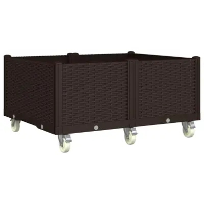 Cvetlično korito - Cvetlični Lonec s kolesi rjavo 100x80x54 cm PP