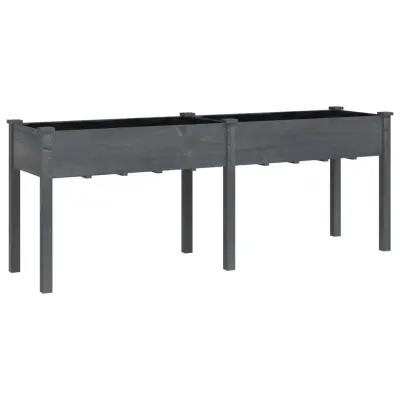korito - Lonček za rože s podlogo sive barve 203x53x76 cm trden les jelke