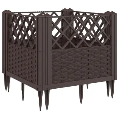 Cvetlično korito - Lonček za rože z zatiči rjavo 43,5x43,5x43,5 cm PP