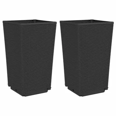 Cvetlični Lonec - Vrtna korita 2 kosa črna 32,5x32,5x57 cm PP