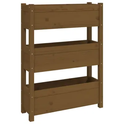 Cvetlični Lonec - Visoka greda medeno rjava 77x25x104,5 cm trdna borovina