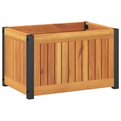 Vrtno cvetlično korito - Cvetlični Lonec 45x30x27,5 cm akacijev les in jeklo