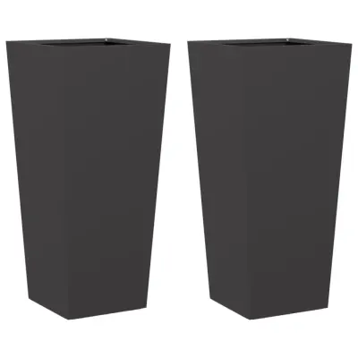Vrtno korito - Lonček za rože 2 kosa črna 35x35x75 cm jeklo