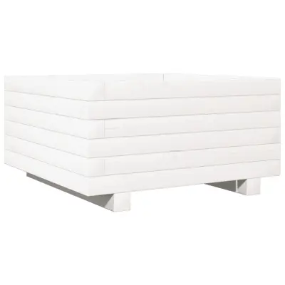 Vrtno cvetlično korito - Lonček za rože belo 50x50x26,5 cm trdna borovina