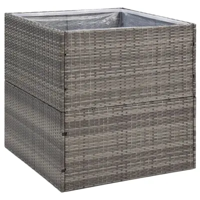 Vrtno cvetlično korito - Lonček za rože sivo 80x80x80 cm poli ratan
