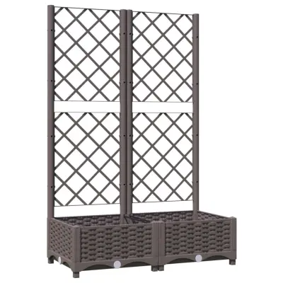 Cvetlično korito - Lonček za rože z oporno mrežo rjavo 80x40x121,5 cm PP