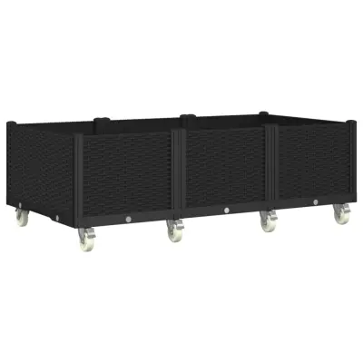 Cvetlično korito - Cvetlični Lonec s kolesi črno 150x80x54 cm PP