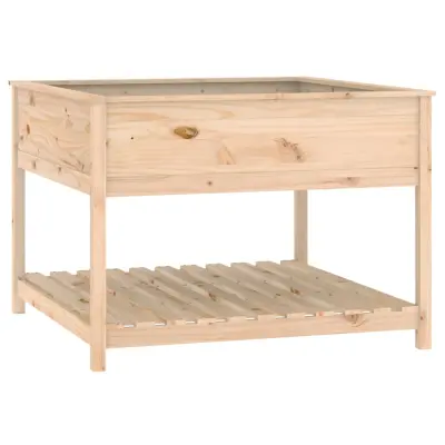 Cvetlični Lonec - Visoka greda s polico 111,5x111,5x81 cm trdna borovina