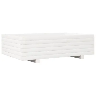 Vrtno cvetlično korito - Lonček za rože belo 90x60x26,5 cm trdna borovina