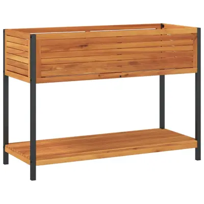 Vrtno cvetlično korito - Cvetlični Lonec s polico 110x45x80 cm akacija in jeklo