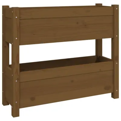Cvetlični Lonec - Visoka greda medeno rjava 77x25x66 cm trdna borovina