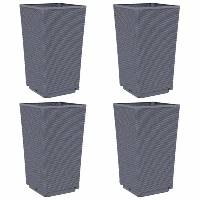 Cvetlični Lonec - Vrtna cvetlična korita 4 kosi siva 32,5x32,5x57 cm PP