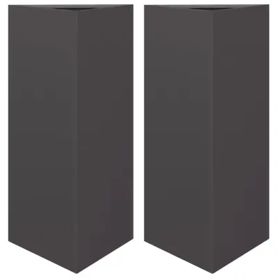 Vrtno korito - Lonček za rože 2 kosa črna trikotna 40x34,5x70 cm jeklo