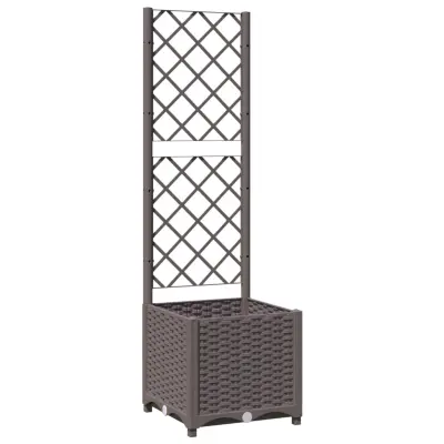 Cvetlično korito - Lonček za rože z oporno mrežo rjavo 40x40x136 cm PP