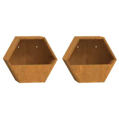 Stensko cvetlično korito - Lonček za rože 2 kosa rjasto corten jeklo 30x10x25 cm