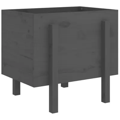 Cvetlični Lonec - Vrtna visoka greda siva 62x50x57 cm trdna borovina