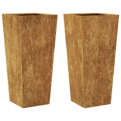 Vrtni lončki - Lonček za rože 2 kosa 35x35x75 cm Vremensko odporno jeklo