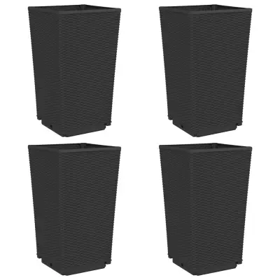 Cvetlični Lonec - Vrtna cvetlična korita 4 kosi črna 32,5x32,5x57 cm PP