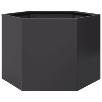 Vrtno korito - Lonček za rože črna šestkotnik 69x60x45 cm jeklo