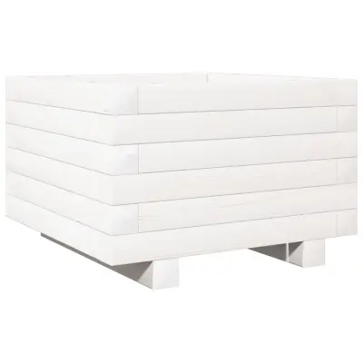 Vrtno cvetlično korito - Lonček za rože belo 40x40x26,5 cm trdna borovina