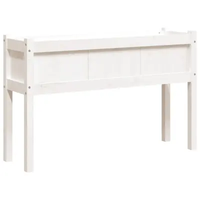 Vrtno korito - Lonček za rože z nogami belo 110x31x70 cm trdna borovina