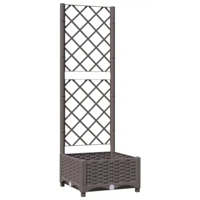 Cvetlično korito - Lonček za rože z oporno mrežo rjavo 40x40x121,5 cm PP