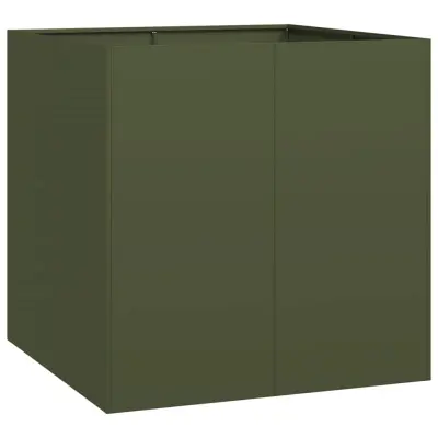 Cvetlični Lonec - Sadilnik olivno zelena 80x80x80 cm Jeklo