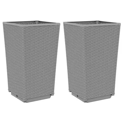 Cvetlični Lonec - Vrtna cvetlična korita 2 kosa svetlo siva 32,5x32,5x57 cm PP