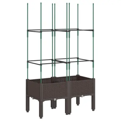 Cvetlično korito - Lonček za rože z oporno mrežo rjavo 80x40x142,5 cm PP