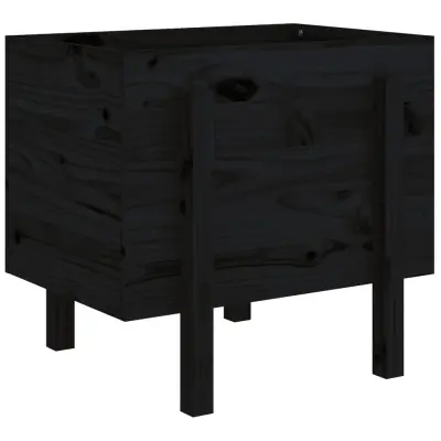 Cvetlični Lonec - Vrtna visoka greda črna 62x50x57 cm trdna borovina