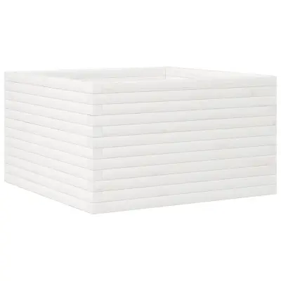 Vrtno cvetlično korito - Lonček za rože belo 80x80x45,5 cm trdna borovina