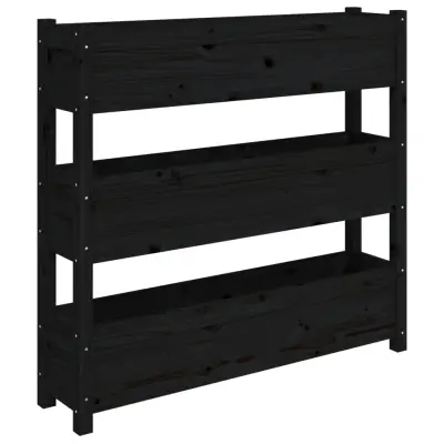 Cvetlični Lonec - Visoka greda črna 112x25x104,5 cm trdna borovina