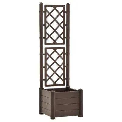 Vrtno cvetlično korito - Lonček za rože z oporno mrežo 43x43x142 cm PP mocha