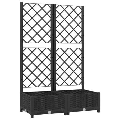 Cvetlično korito - Lonček za rože z oporno mrežo črno 80x40x121,5 cm PP