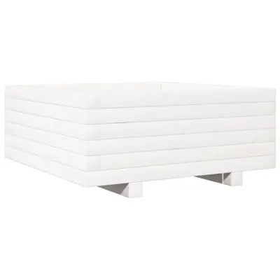 Vrtno cvetlično korito - Lonček za rože belo 60x60x26,5 cm trdna borovina