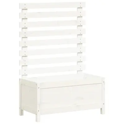 Vrtno cvetlično korito - Lonček za rože s stojalom belo 79x39,5x114 cm borovina