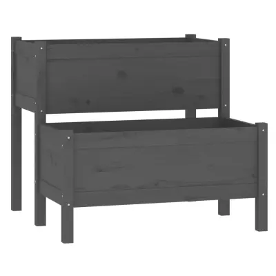 Cvetlični Lonec - Visoka greda siva 84,5x84x75 cm trdna borovina