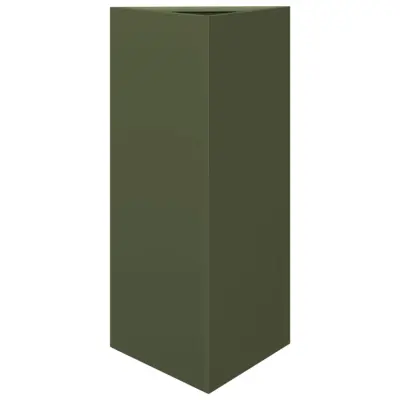 Vrtno korito - Lonček za rože olivno zelena trikotnik 40x34,5x70 cm jeklo
