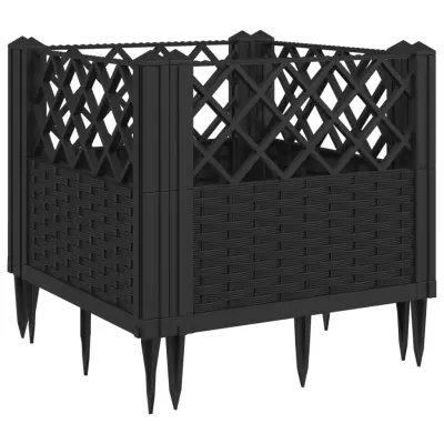 Cvetlično korito - Lonček za rože z zatiči črno 43,5x43,5x43,5 cm PP