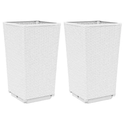 Cvetlični Lonec - Vrtna cvetlična korita 2 kosa bela 32,5x32,5x57 cm PP