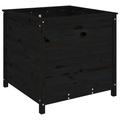 Vrtno cvetlično korito - Lonček za rože črno 82,5x82,5x78 cm trdna borovina