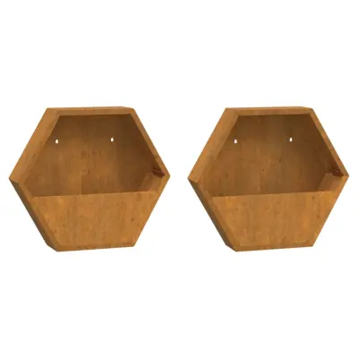 Stensko cvetlično korito - Lonček za rože 2 kosa rjasto corten jeklo 46x10x40 cm
