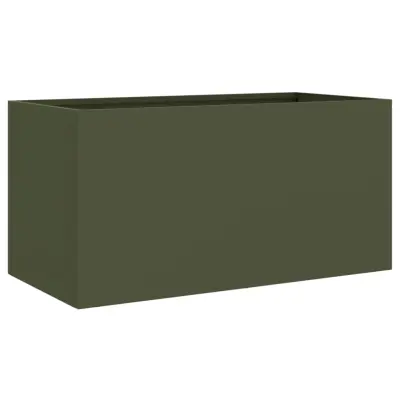 Cvetlično korito - Lonček za rože olivno zeleno 62x30x29 cm jeklo