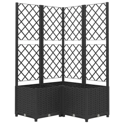 Cvetlično korito - Lonček za rože z oporno mrežo črno 80x80x136 cm PP