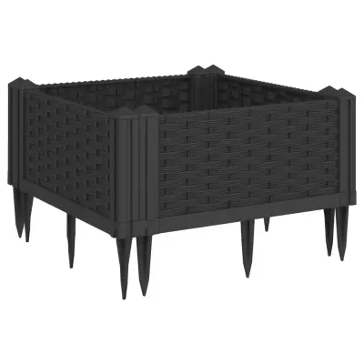 Cvetlično korito - Lonček za rože z zatiči črno 42,5x42,5x28,5 cm PP